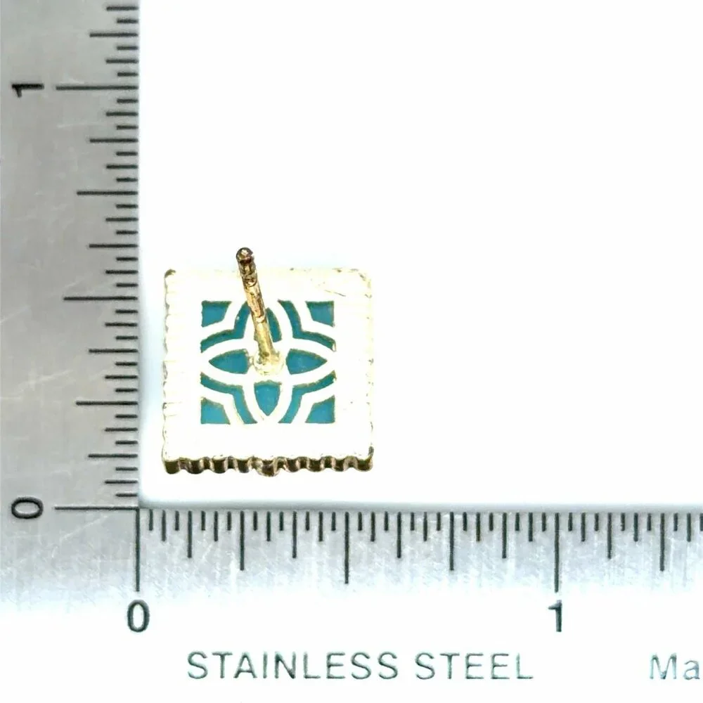 Kendra Scott Electra‎ Cleo Blue Gold Square Stud Earrings